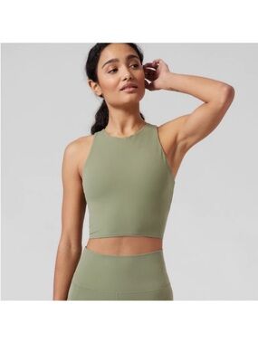 Athleta Conscious Crop Light Olive Green Sports Bra Size Medium (A-C)